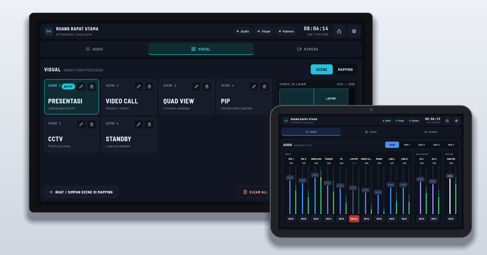 AV Smart Controller Automation Smart Meeting Room yang Hemat, Tanpa Server